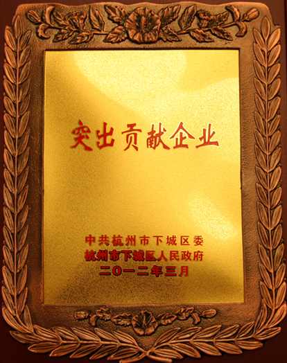 2012年：公司被下城區(qū)政府評為突出貢獻企業(yè)